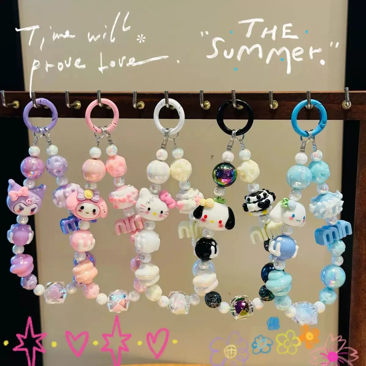 Kawaii Character Beaded Phone Wrist Strap Cute Charm Lanyard