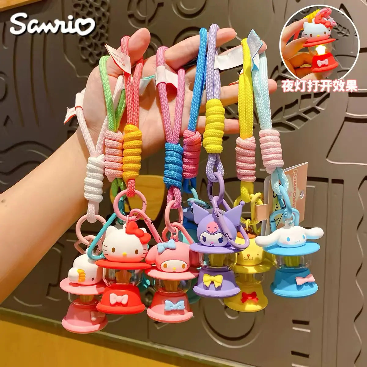 Character Mini Lantern Keychain with Wrist Strap Light Up Bag Charm