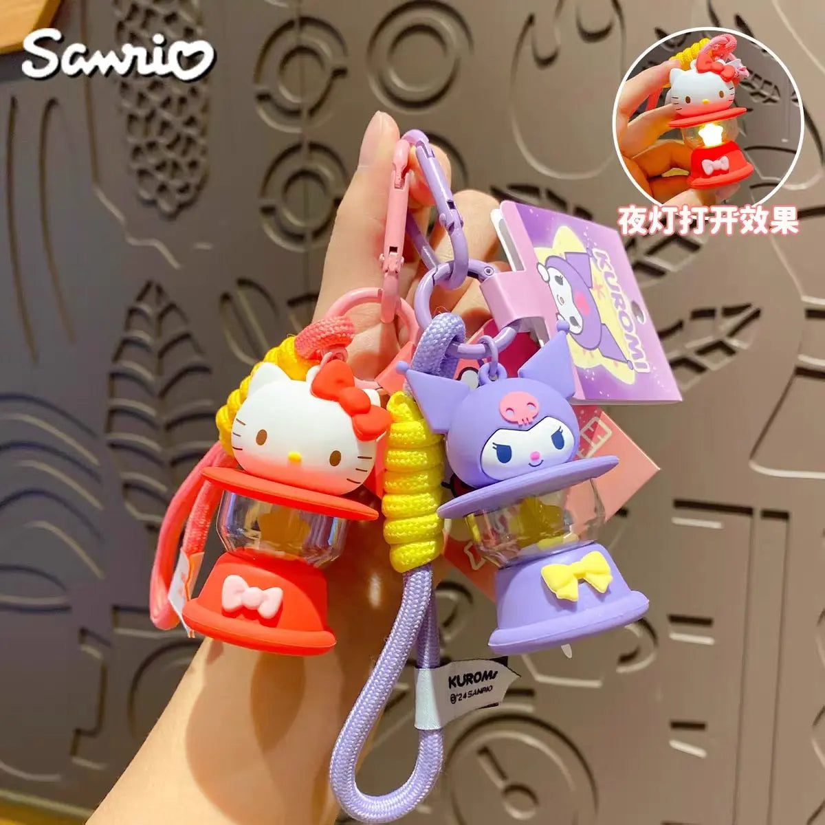 Character Mini Lantern Keychain with Wrist Strap Light Up Bag Charm