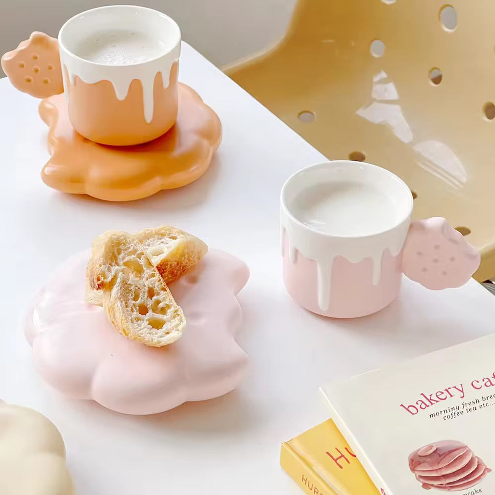 240ml Creative Biscuit Mug Dish Irregular Shape Ceramic Cup