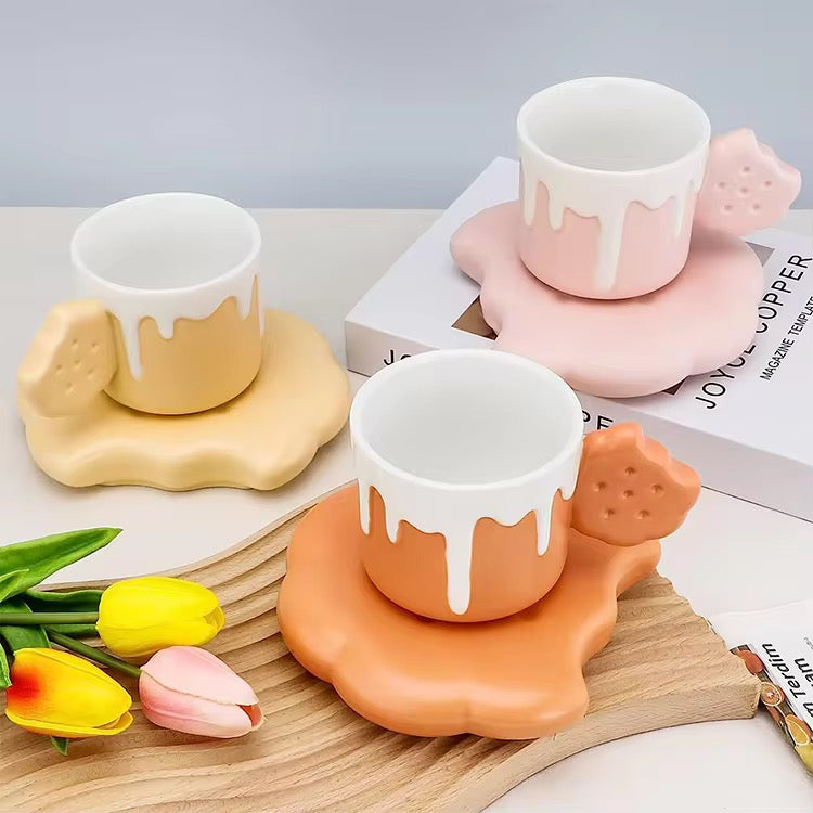 240ml Creative Biscuit Mug Dish Irregular Shape Ceramic Cup