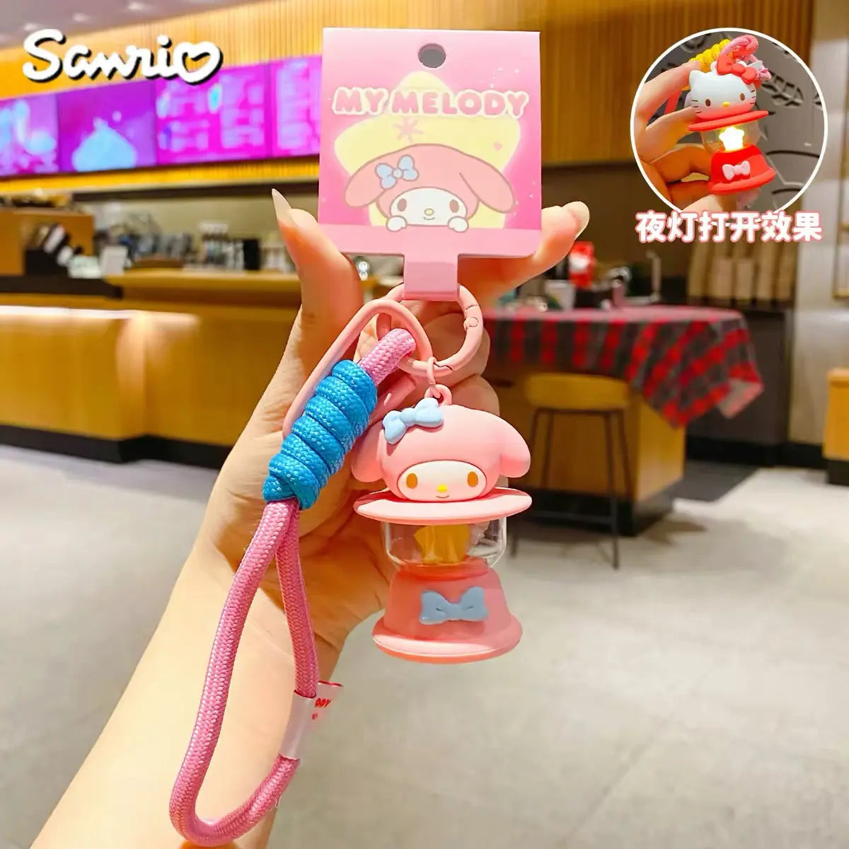 Character Mini Lantern Keychain with Wrist Strap Light Up Bag Charm