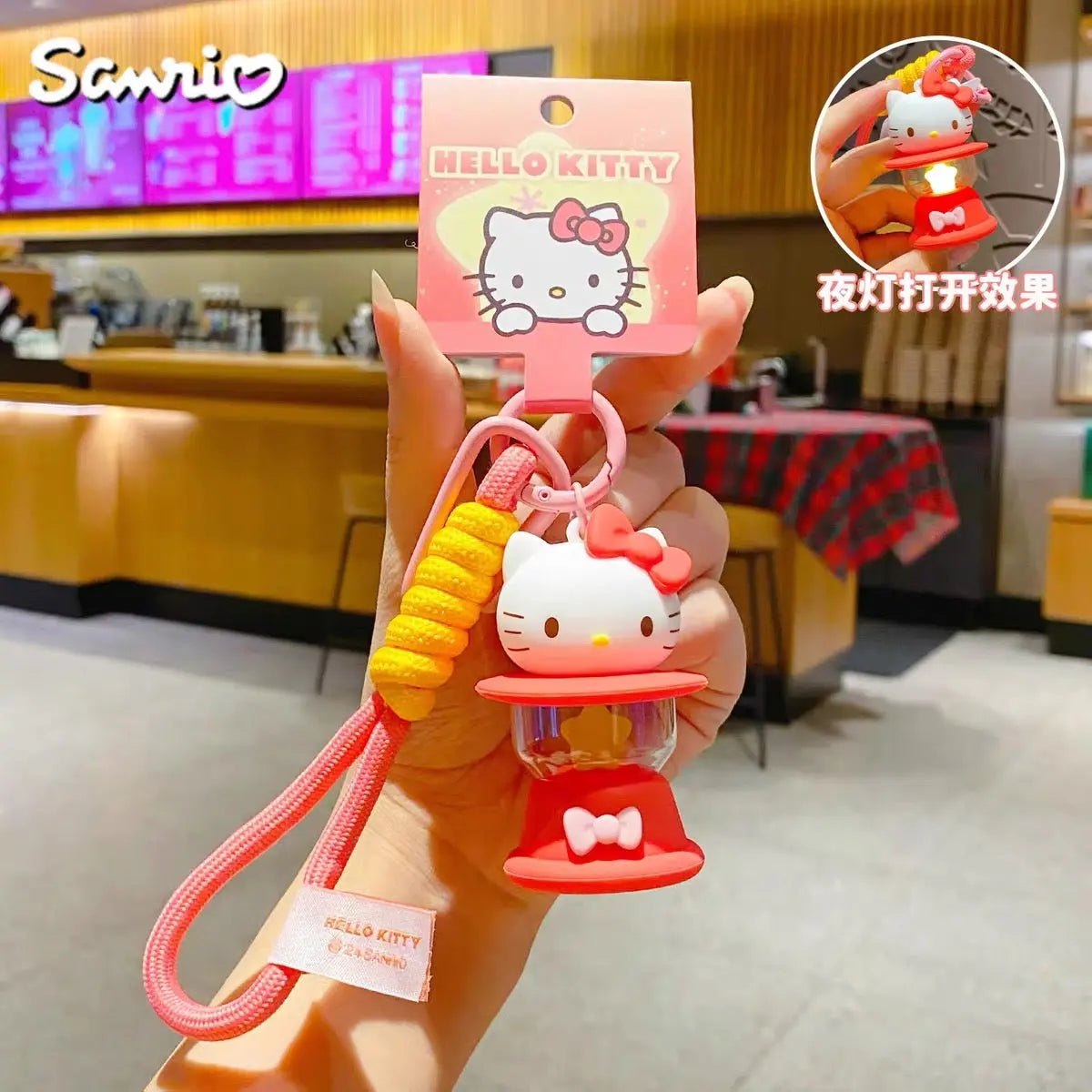 Character Mini Lantern Keychain with Wrist Strap Light Up Bag Charm
