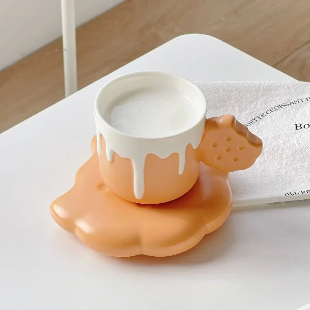 240ml Creative Biscuit Mug Dish Irregular Shape Ceramic Cup