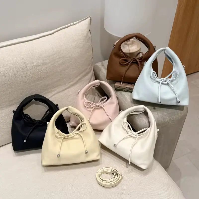 Soft Bow Knot Mini Handbag with Crossbody Strap