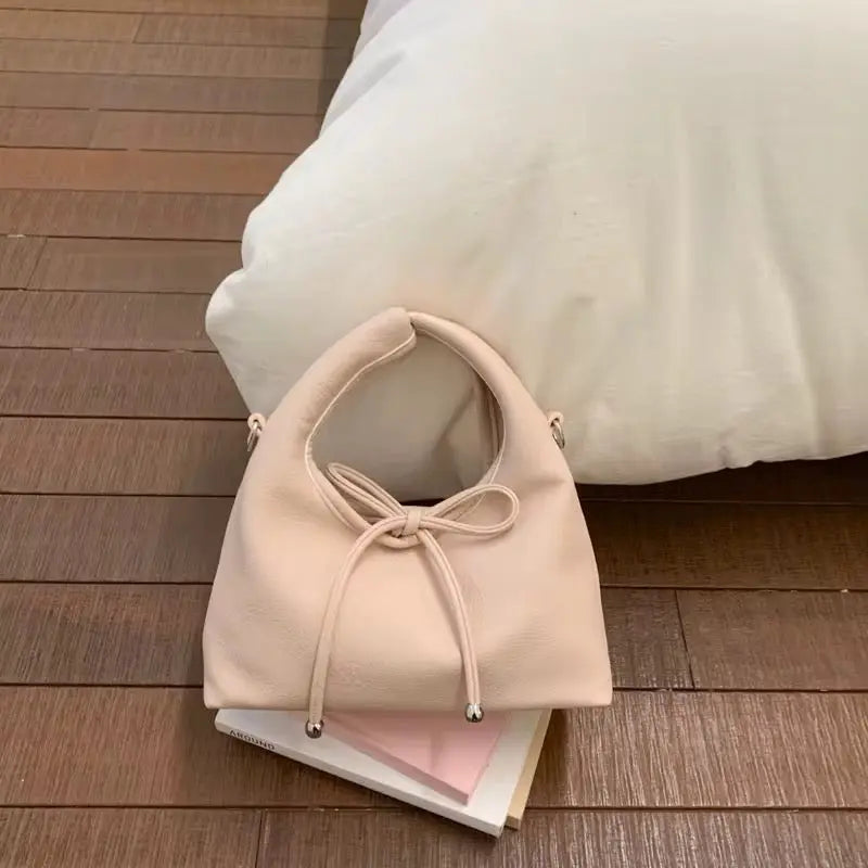 Soft Bow Knot Mini Handbag with Crossbody Strap