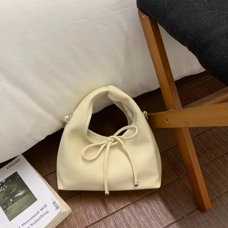 Soft Bow Knot Mini Handbag with Crossbody Strap