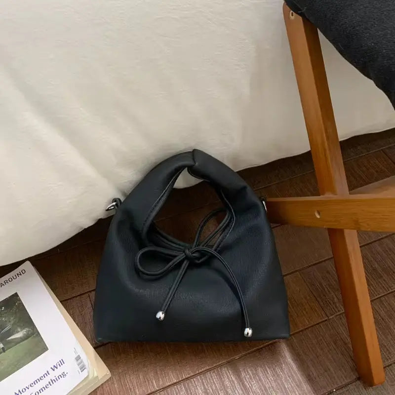 Soft Bow Knot Mini Handbag with Crossbody Strap