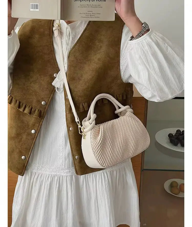 Woven Texture Mini Handbag with Crossbody Strap