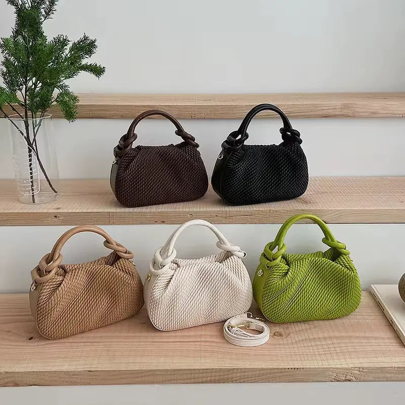 Woven Texture Mini Handbag with Crossbody Strap