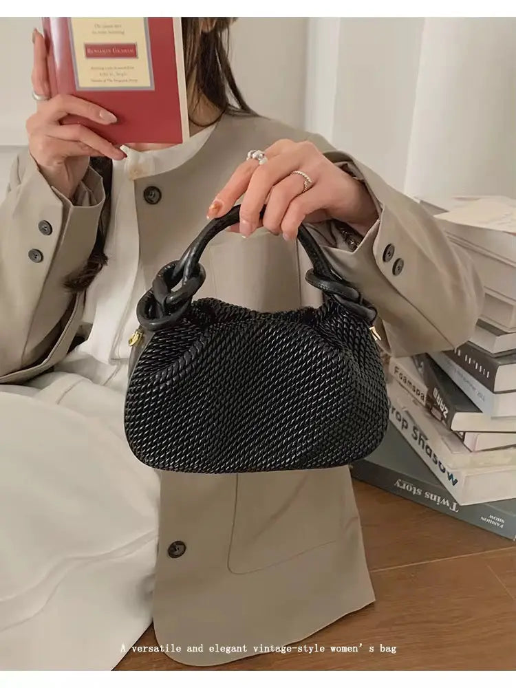 Woven Texture Mini Handbag with Crossbody Strap