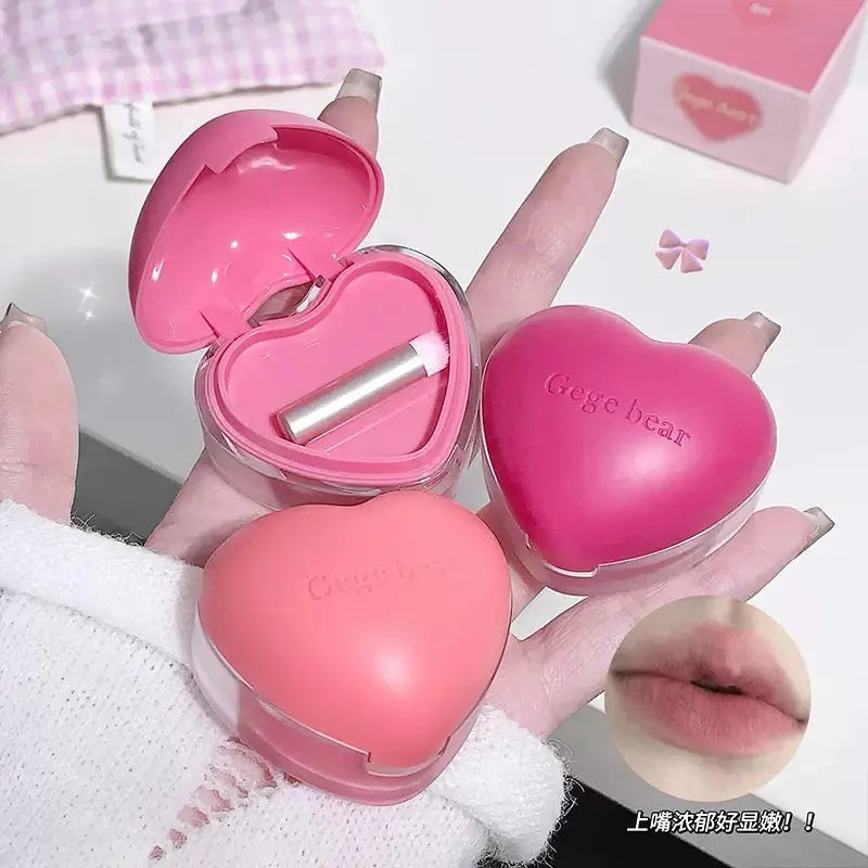 Heart Shaped Cream Blush with Mini Brush 2 in 1 Lip & Cheek Tint