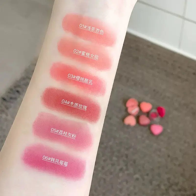Heart Shaped Cream Blush with Mini Brush 2 in 1 Lip & Cheek Tint