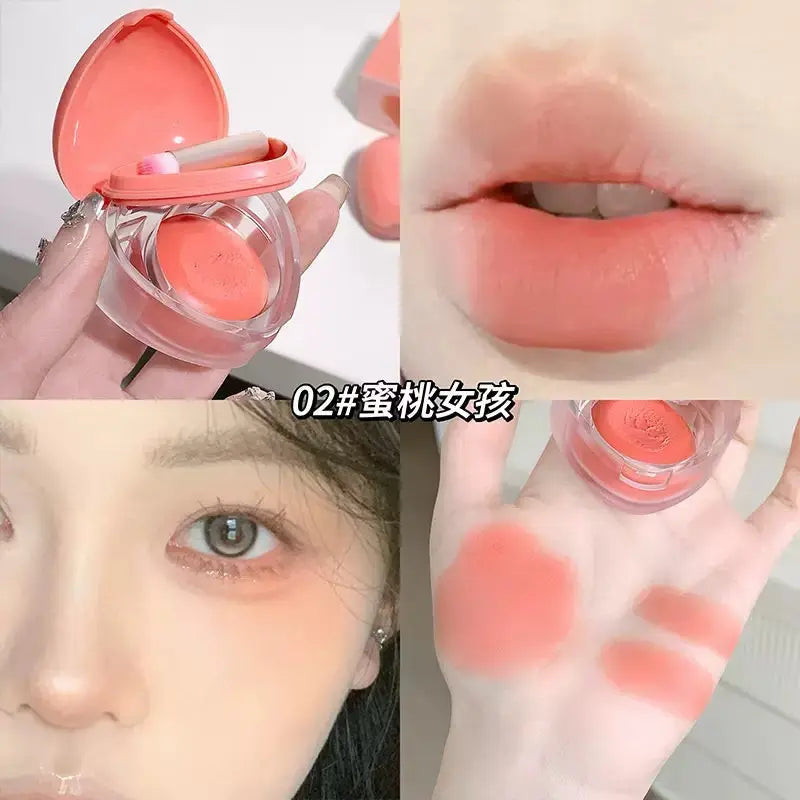 Heart Shaped Cream Blush with Mini Brush 2 in 1 Lip & Cheek Tint