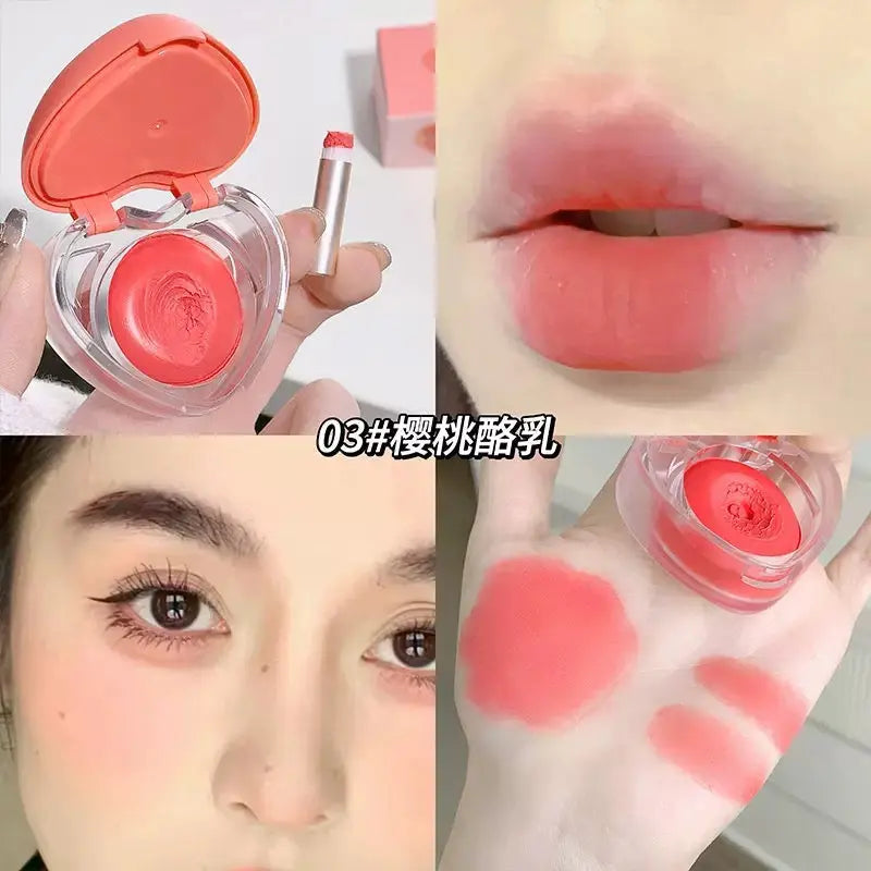 Heart Shaped Cream Blush with Mini Brush 2 in 1 Lip & Cheek Tint