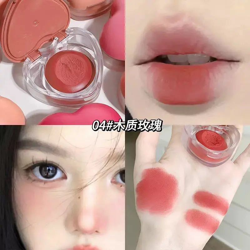Heart Shaped Cream Blush with Mini Brush 2 in 1 Lip & Cheek Tint