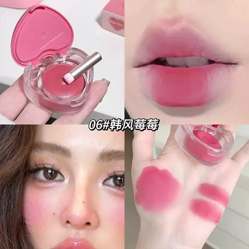 Heart Shaped Cream Blush with Mini Brush 2 in 1 Lip & Cheek Tint