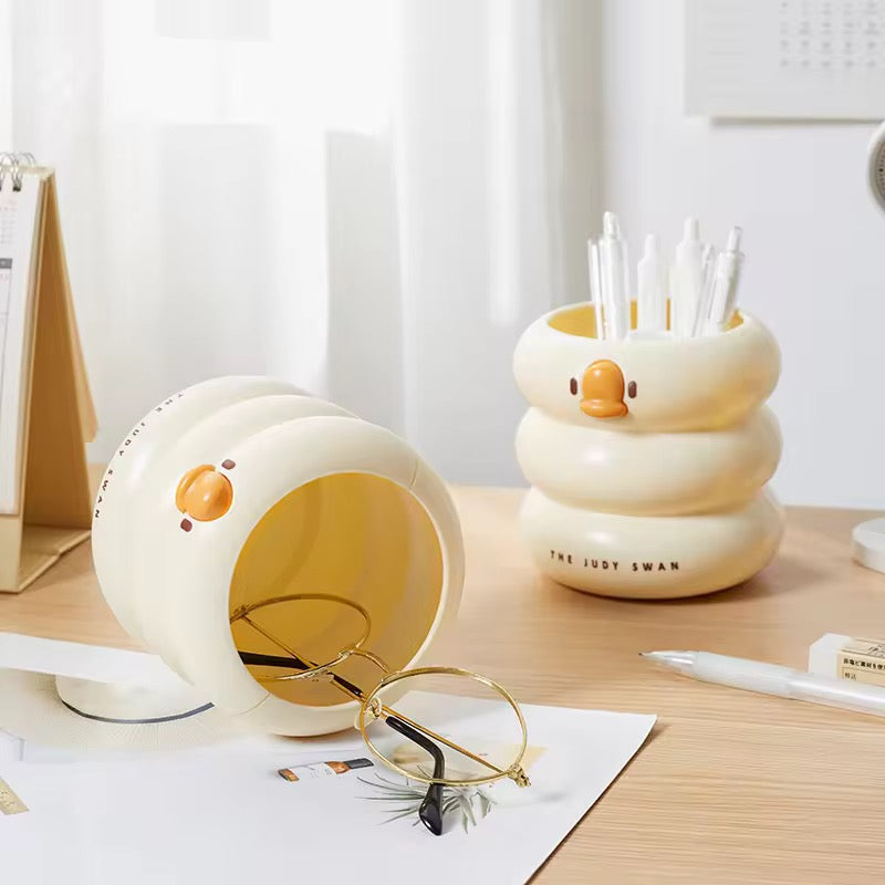 Cute Cartoon Round Pencil Holder Office Desk Pen Pot Cup Case Container Organiser Durable Pencil Case