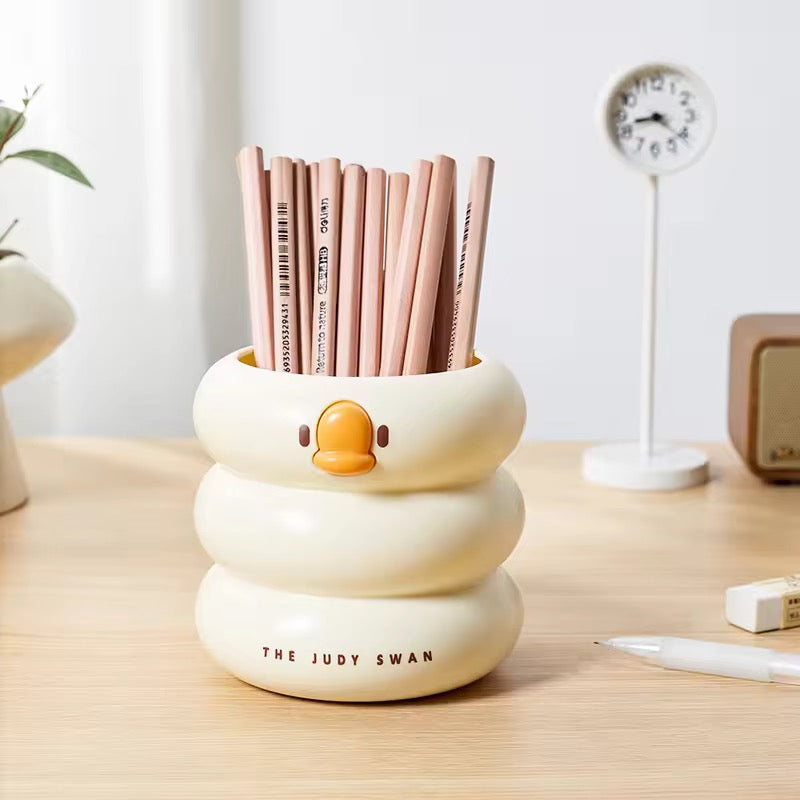 Cute Cartoon Round Pencil Holder Office Desk Pen Pot Cup Case Container Organiser Durable Pencil Case