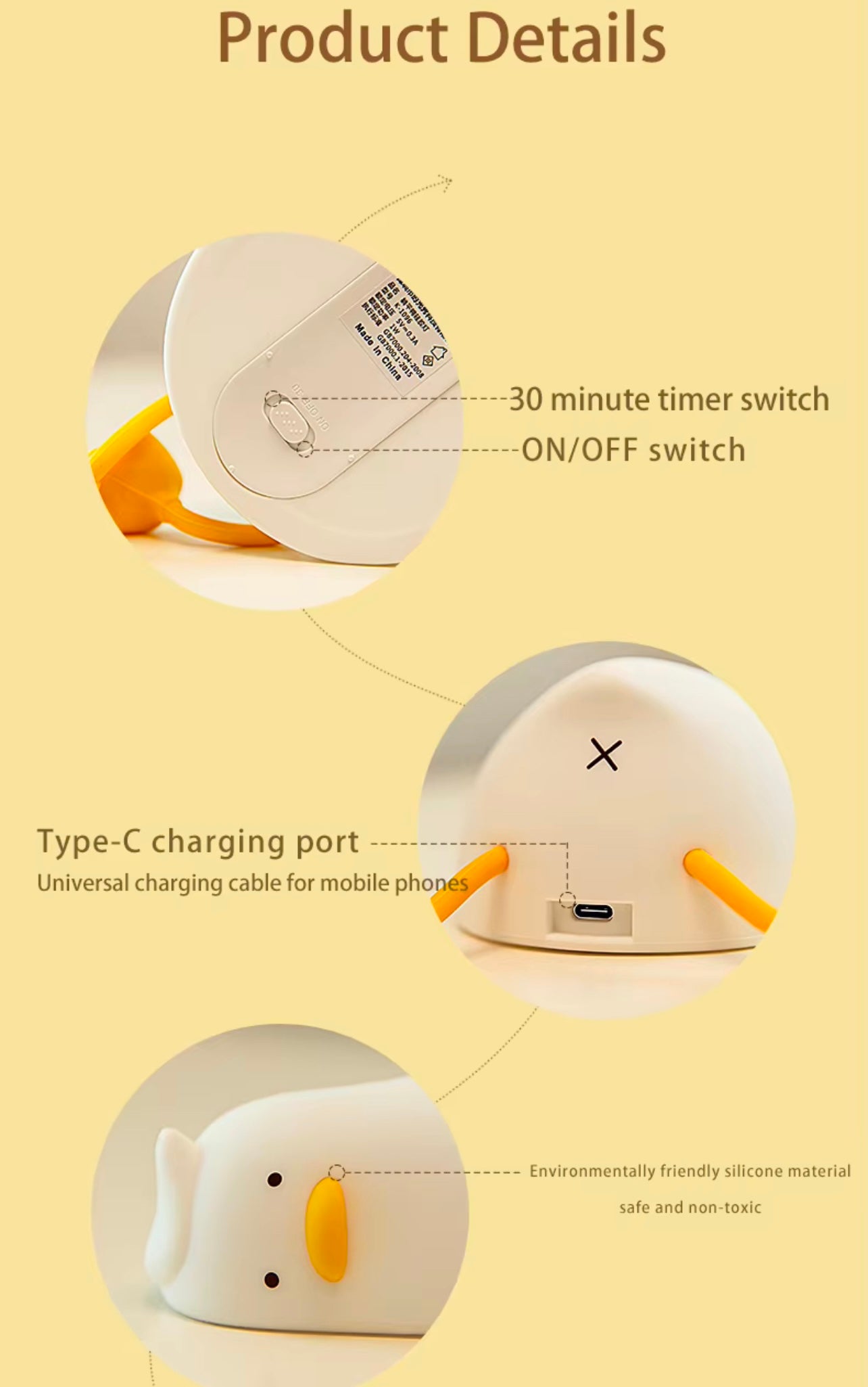 Silicone Duck Shape Touch Led Lamp & Mobile Holder