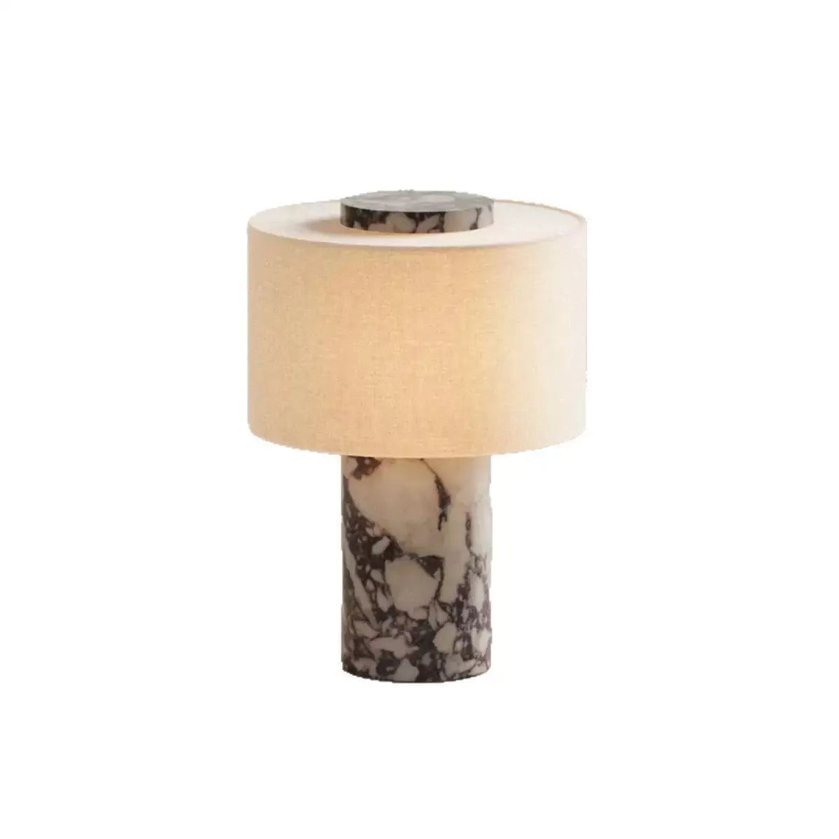 Modern Marble Touch Table Lamp Elegant Fabric Shade Bedside Light