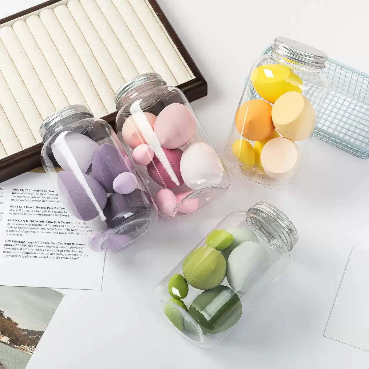 Makeup Beauty Blender Sponge Set with Transparent Storage Jar