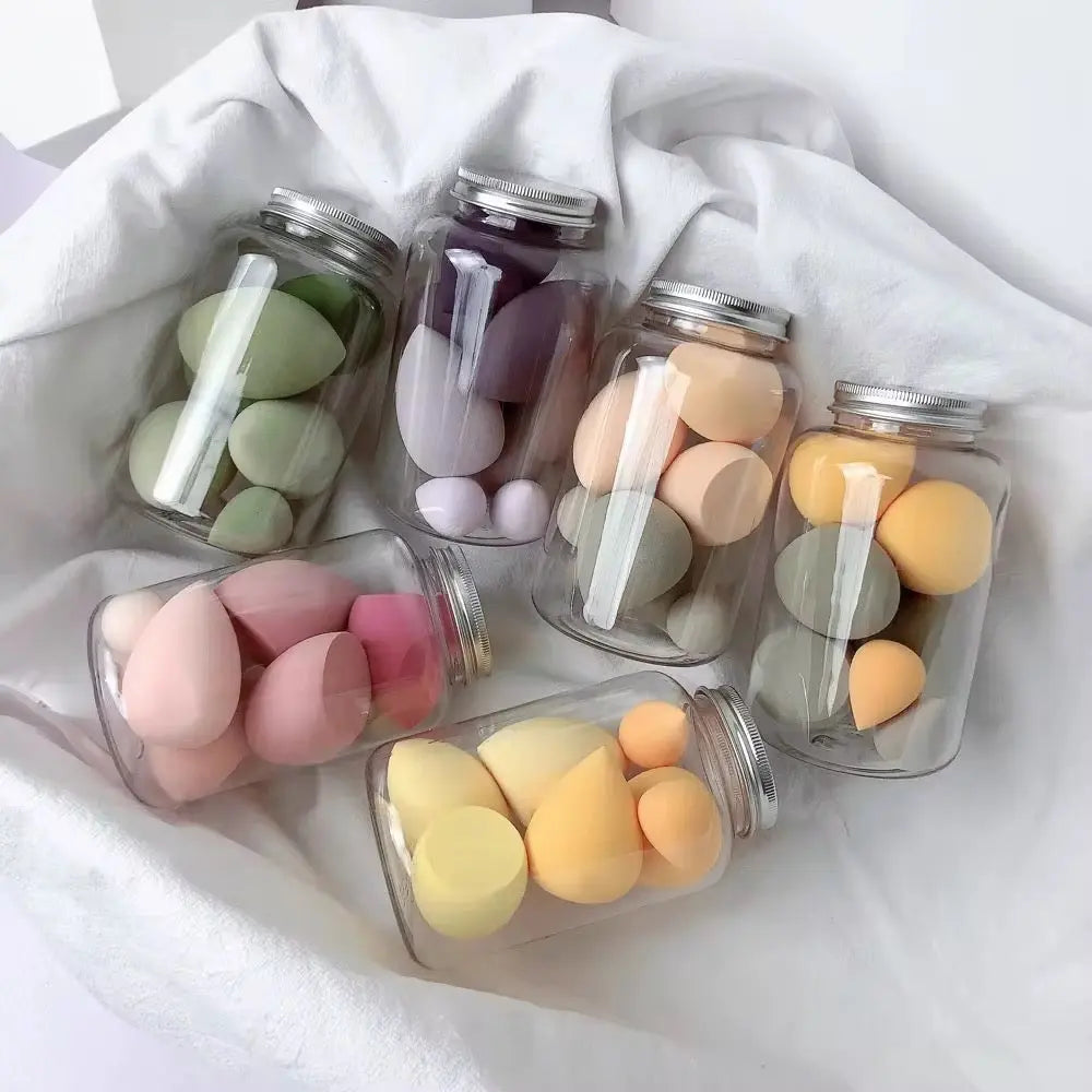 Makeup Beauty Blender Sponge Set with Transparent Storage Jar