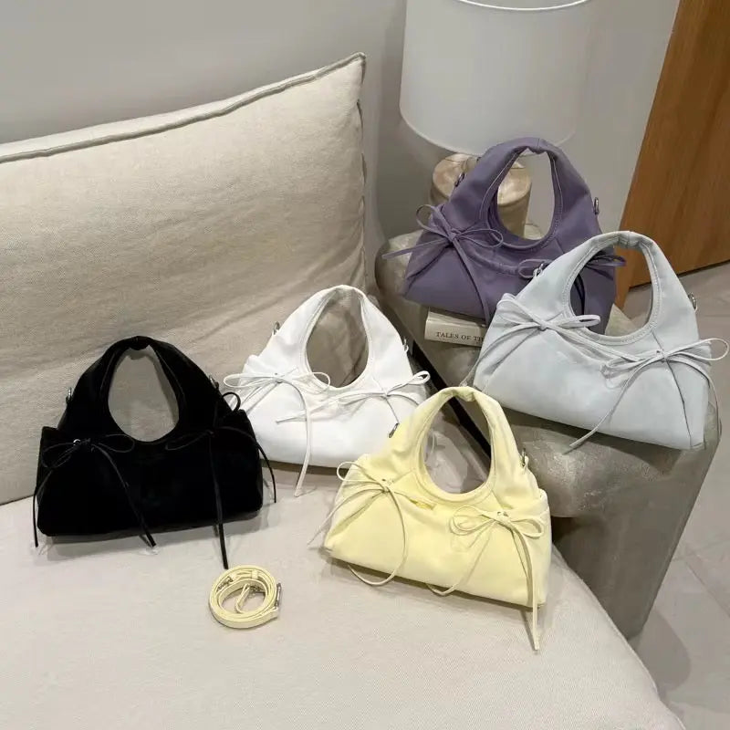Chic Bow Accent Shoulder Bag Elegant & Soft Crossbody Handbag