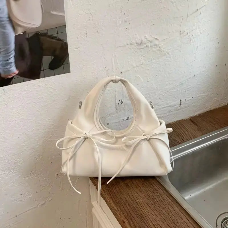 Chic Bow Accent Shoulder Bag Elegant & Soft Crossbody Handbag