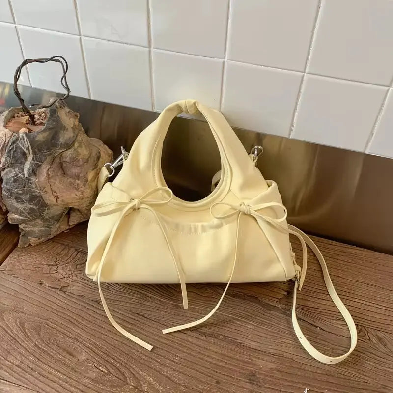Chic Bow Accent Shoulder Bag Elegant & Soft Crossbody Handbag