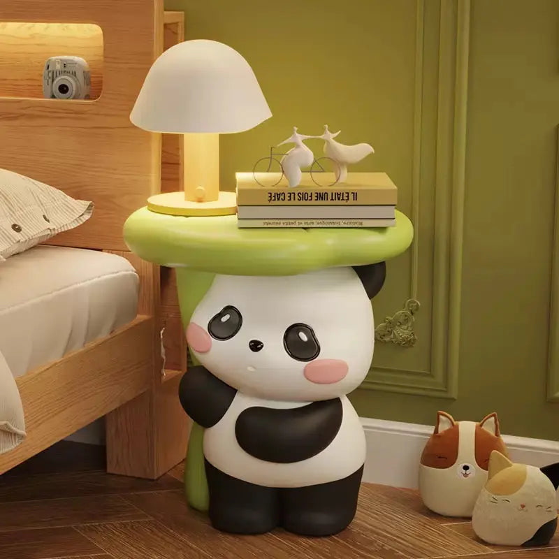 Cute Panda Bedside Table with Storage Cartoon Side Table & Nightstand