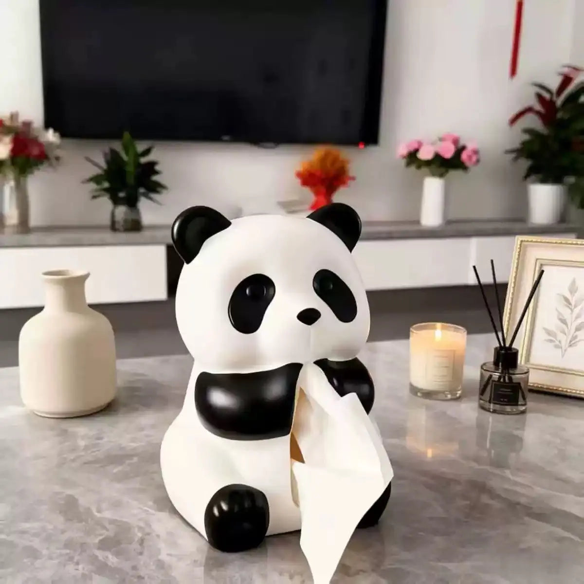Cute Panda Tissue Box Holder Cartoon Tabletop Tissue Dispenser