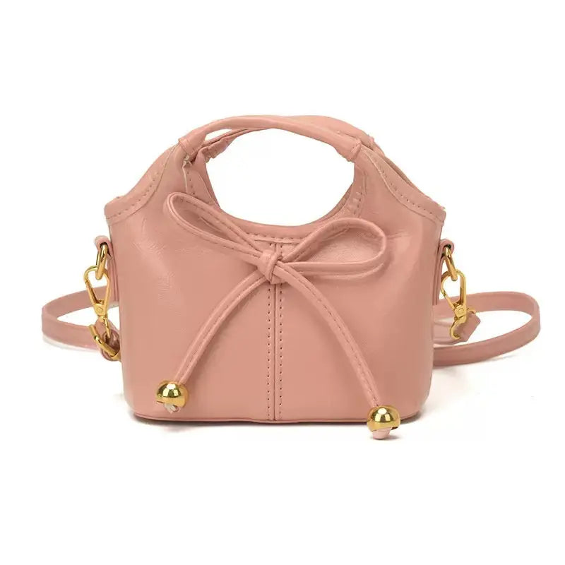 Mini Cute Bowtie Handbag & Crossbody Purse with Gold Bead Accents