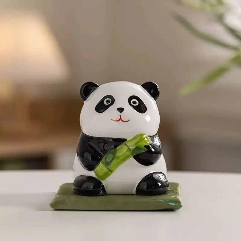 Cute Panda Bamboo Ceramic Coin Box & Table Decor