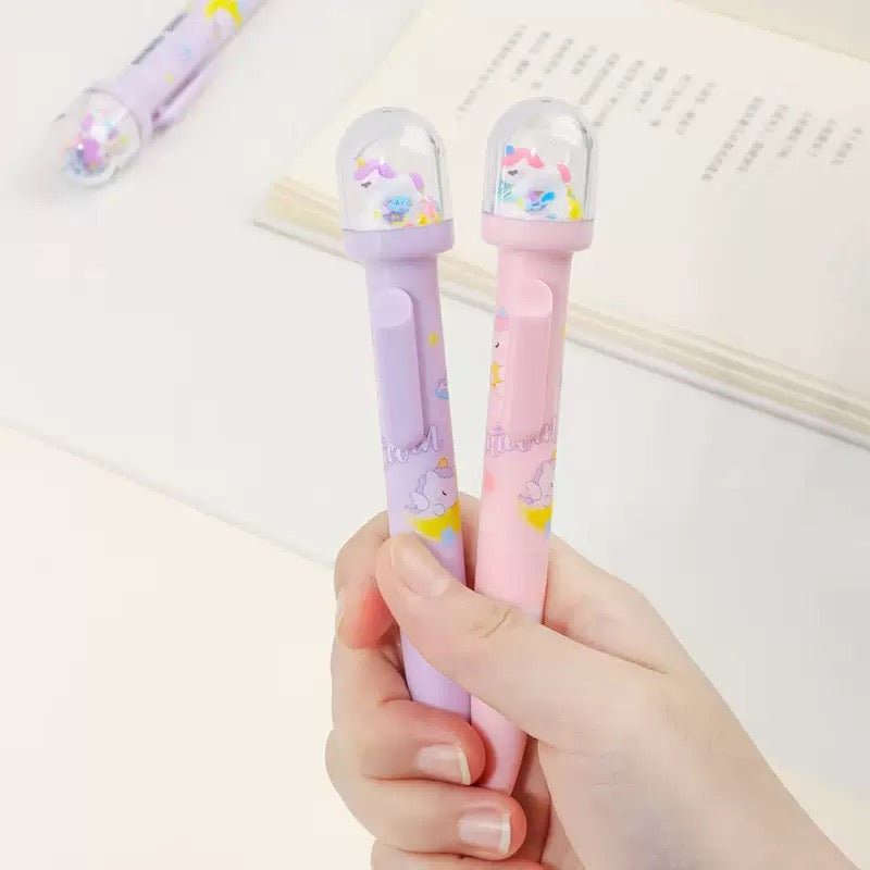 Kawaii Dome Shake Gel Pen 0.5mm Black Ink Cute Pastel Glitter Pen