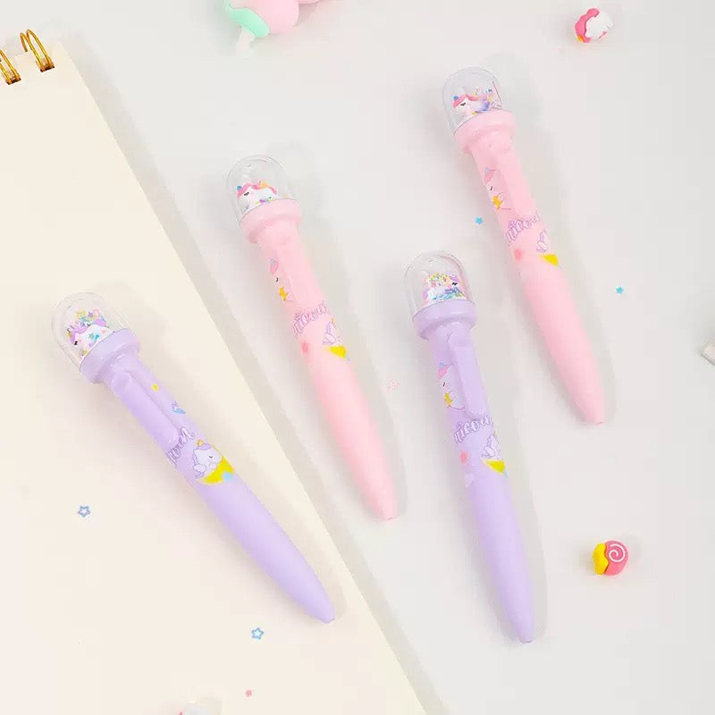 Kawaii Dome Shake Gel Pen 0.5mm Black Ink Cute Pastel Glitter Pen