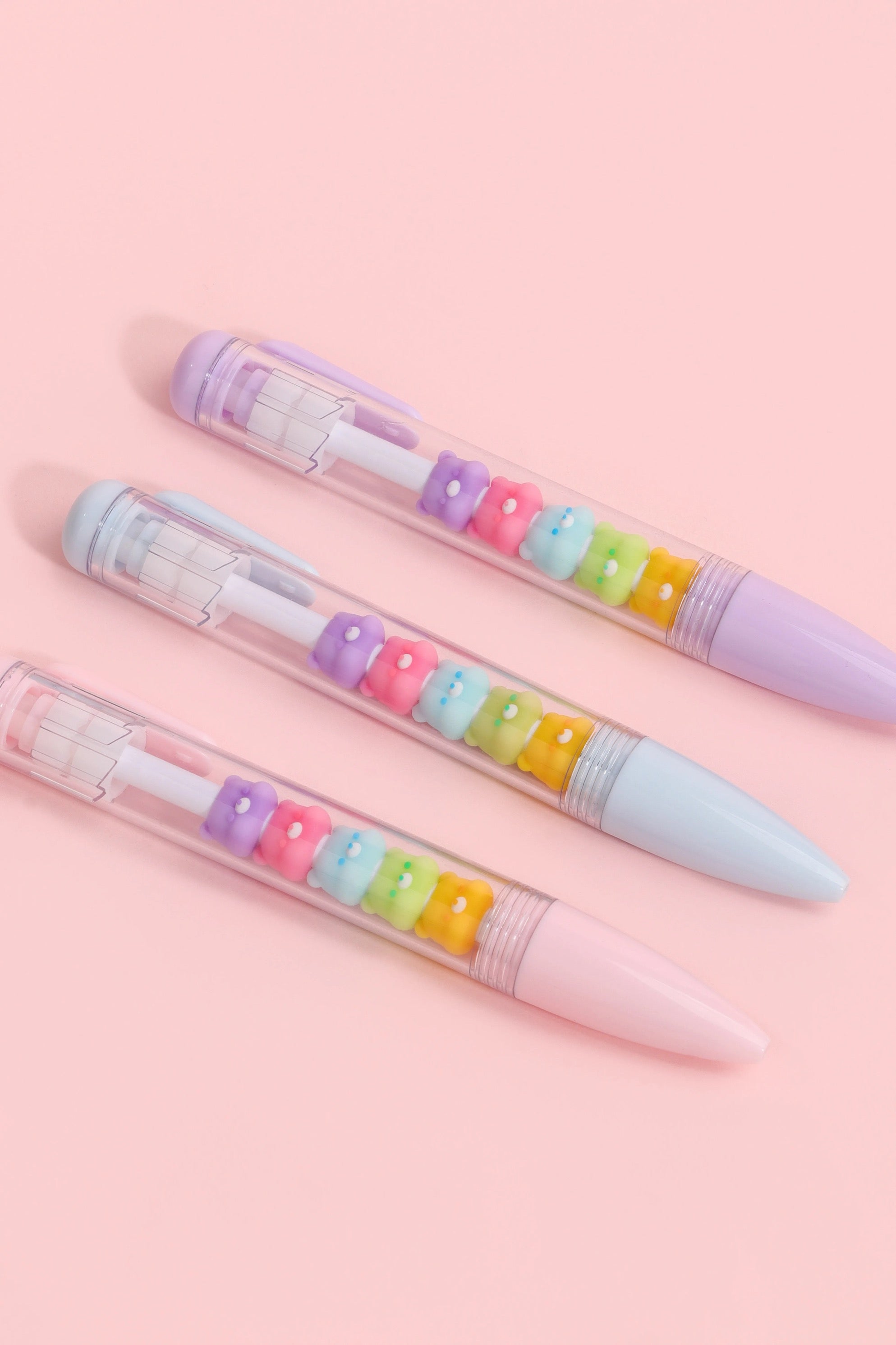 Kawaii Stacked Bear Shake Gel Pen 0.5mm Black Ink Pastel Cute Bear Pen