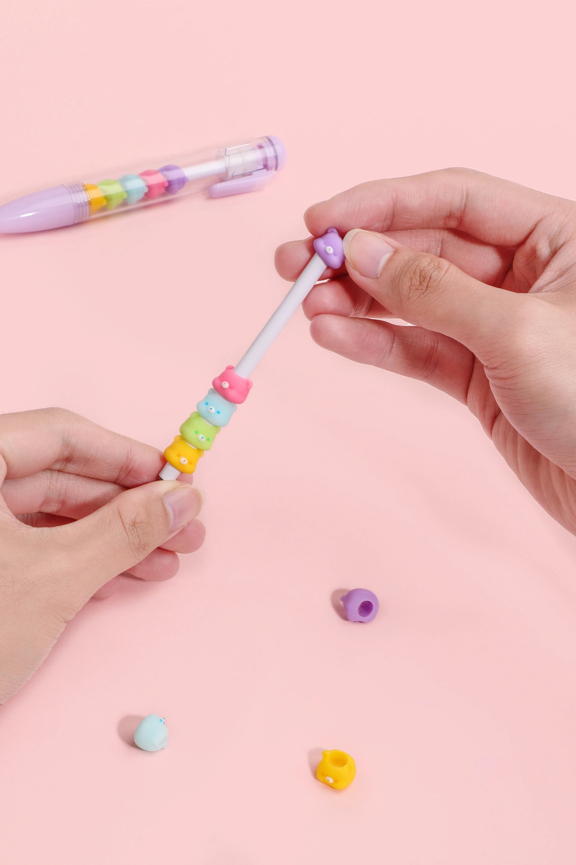 Kawaii Stacked Bear Shake Gel Pen 0.5mm Black Ink Pastel Cute Bear Pen