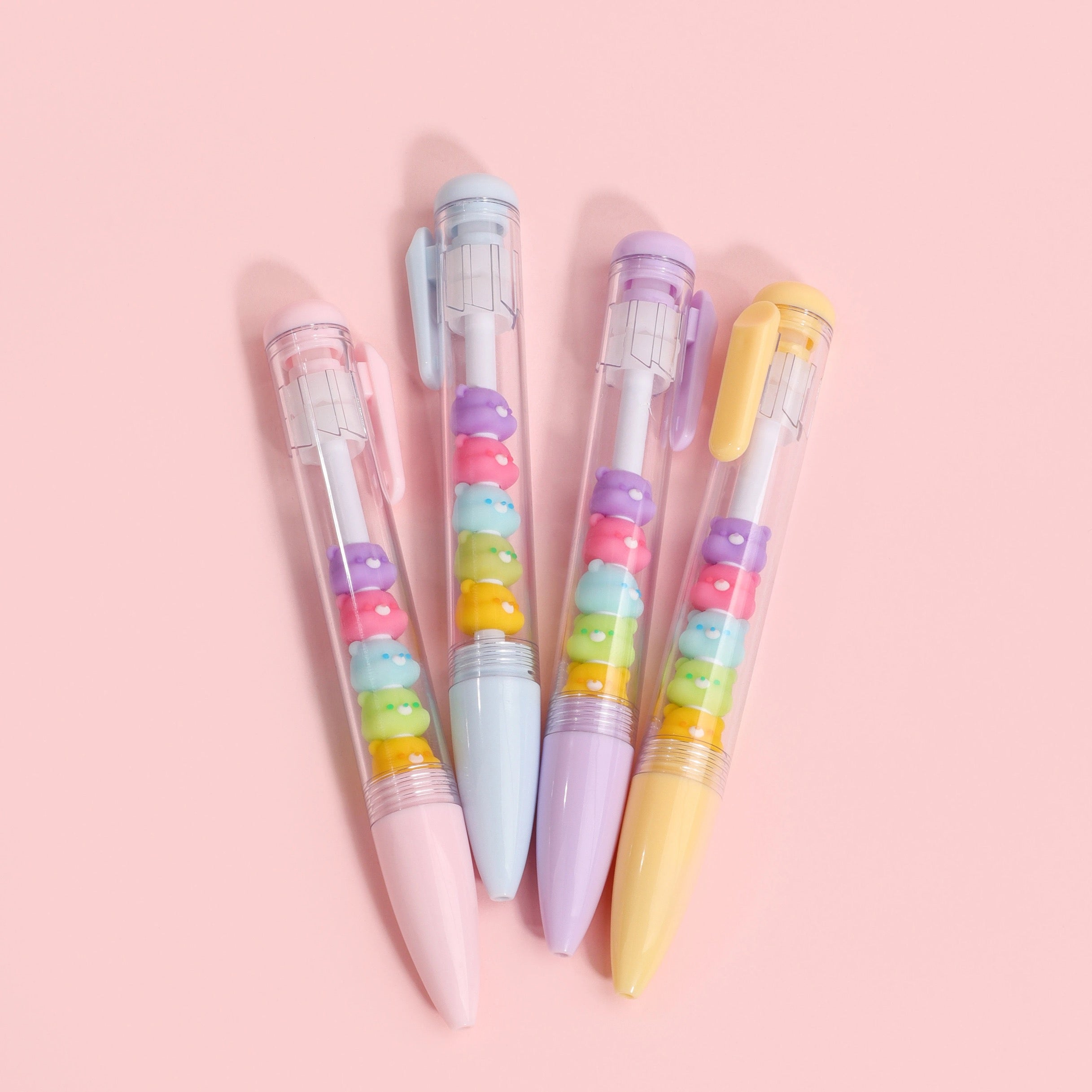 Kawaii Stacked Bear Shake Gel Pen 0.5mm Black Ink Pastel Cute Bear Pen