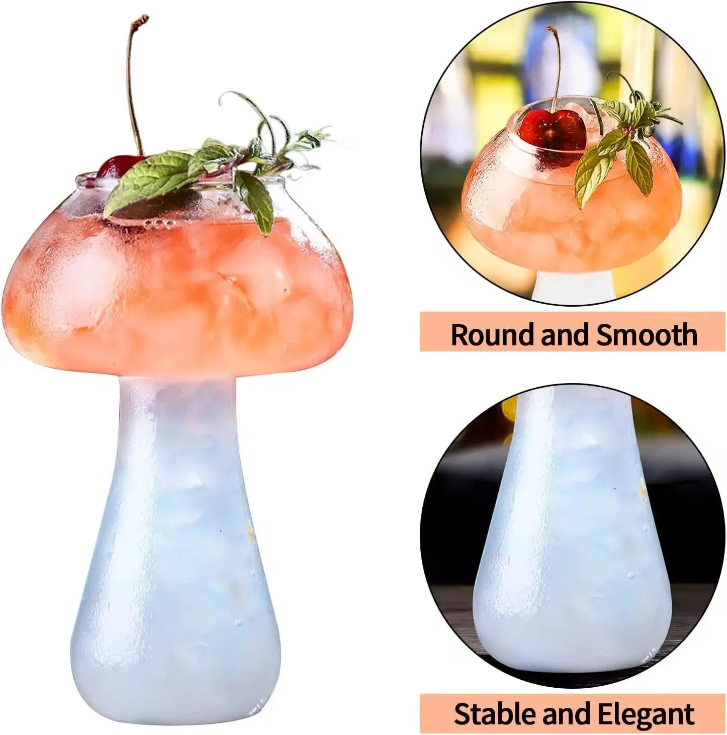 Mushroom-Shaped Cocktail Glass with Straw Creative Drinkware Glass