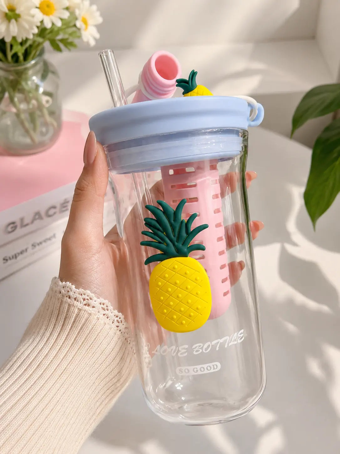 Cute Fruit Infuser Water Bottle with Straw
