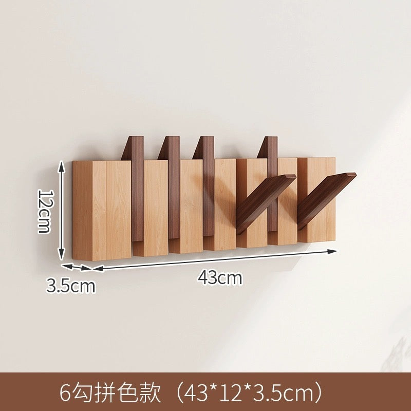 Wall Mounted Black Walnut Coat Rack Creative Hanging Hat Key Bags Holder Doorway Entrance Cloak Rack Home Decor Furniture