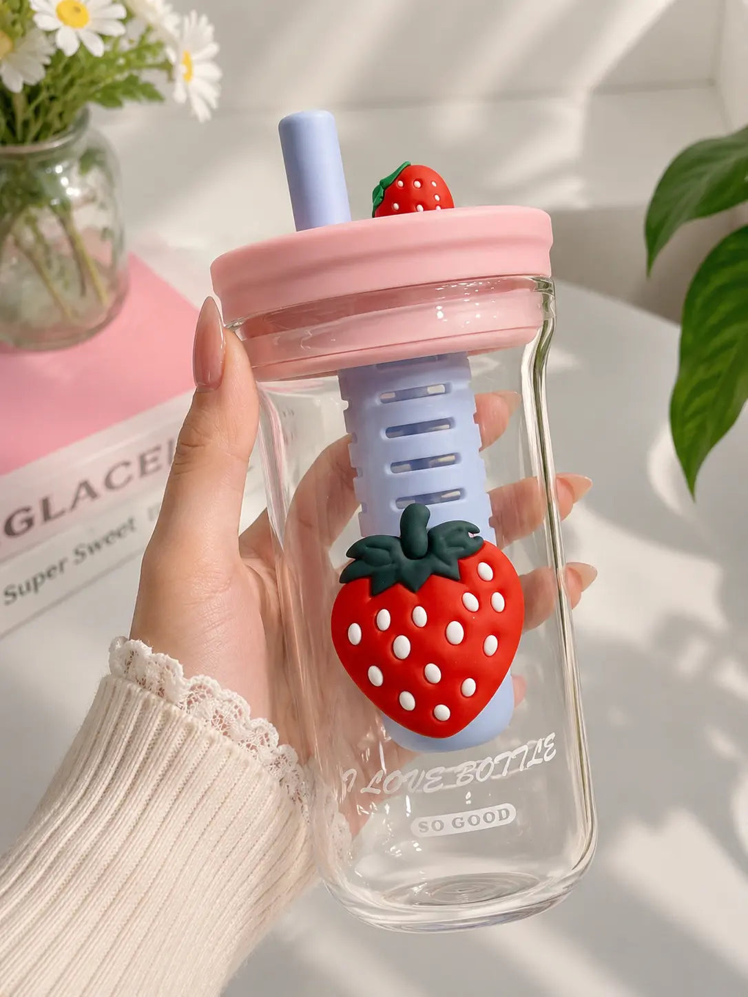 Cute Fruit Infuser Water Bottle with Straw