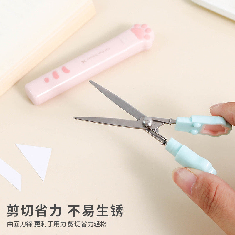 Cute Multifunctional Stainless Steel Hand Scissors Mini Portable Kawaii Cat Paw Art Scissors School Stationery Novelty