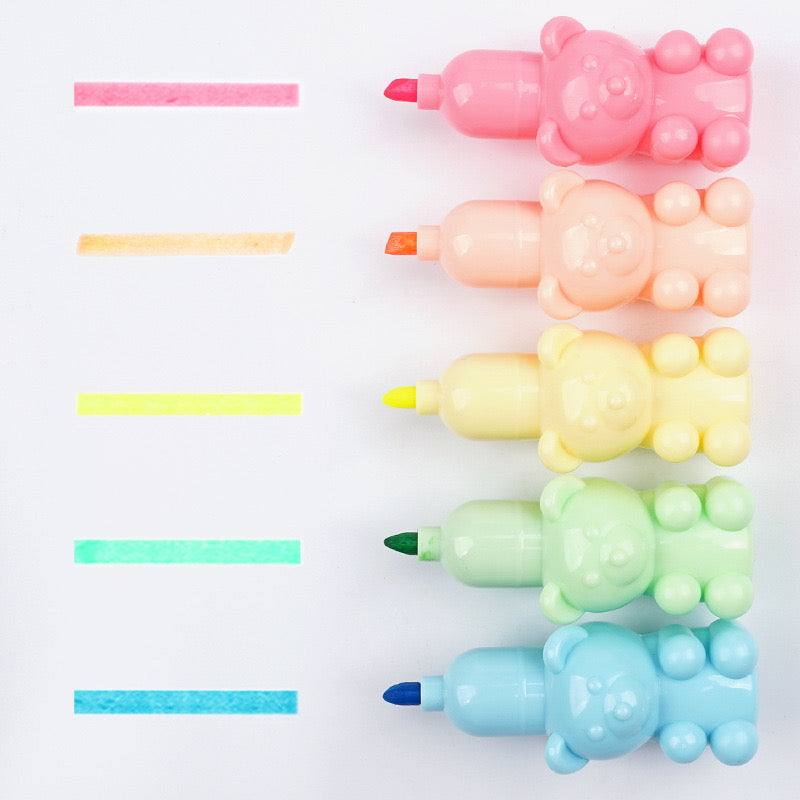 Kawaii Cartoon Line Color Marker Heart Bear Splicing Fluorescent Pen Splicing Highlighter