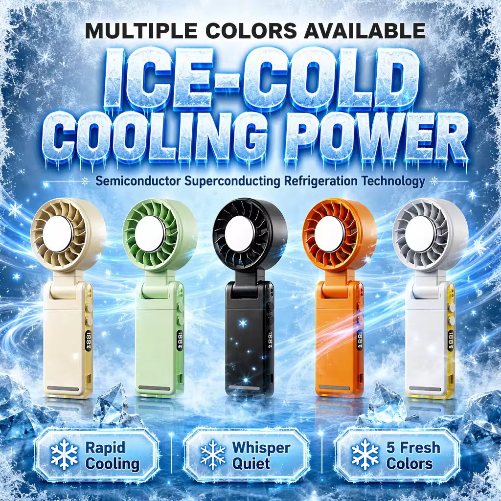 Portable Rechargeable Ice Cooling Clip Fan with LED Battery Display 360° Adjustable
