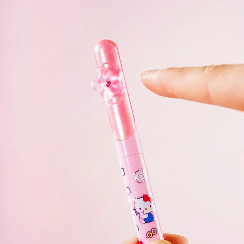 Cute Star Top Gel Pen Pastel Cartoon 0.5mm Black Ink Press Pen for School & Journaling
