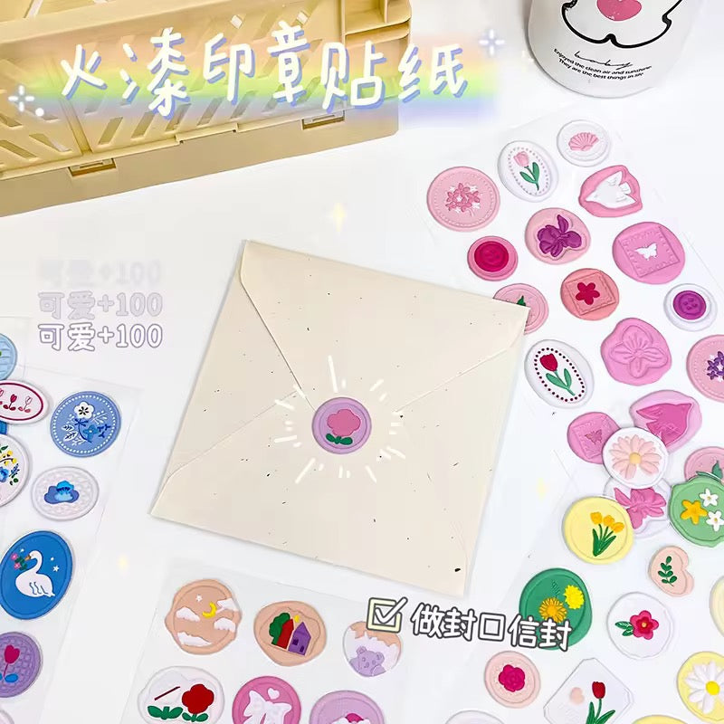 18pcs/set Kawaii Wax Stamp Stickers Envelopes Seal Sticker