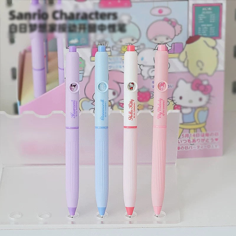 Gradient Gel Pen Cute Character Press Pen 0.5mm Black Ink for School & Journaling