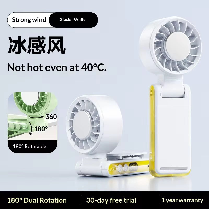 Portable Rechargeable Ice Cooling Clip Fan with LED Battery Display 360° Adjustable